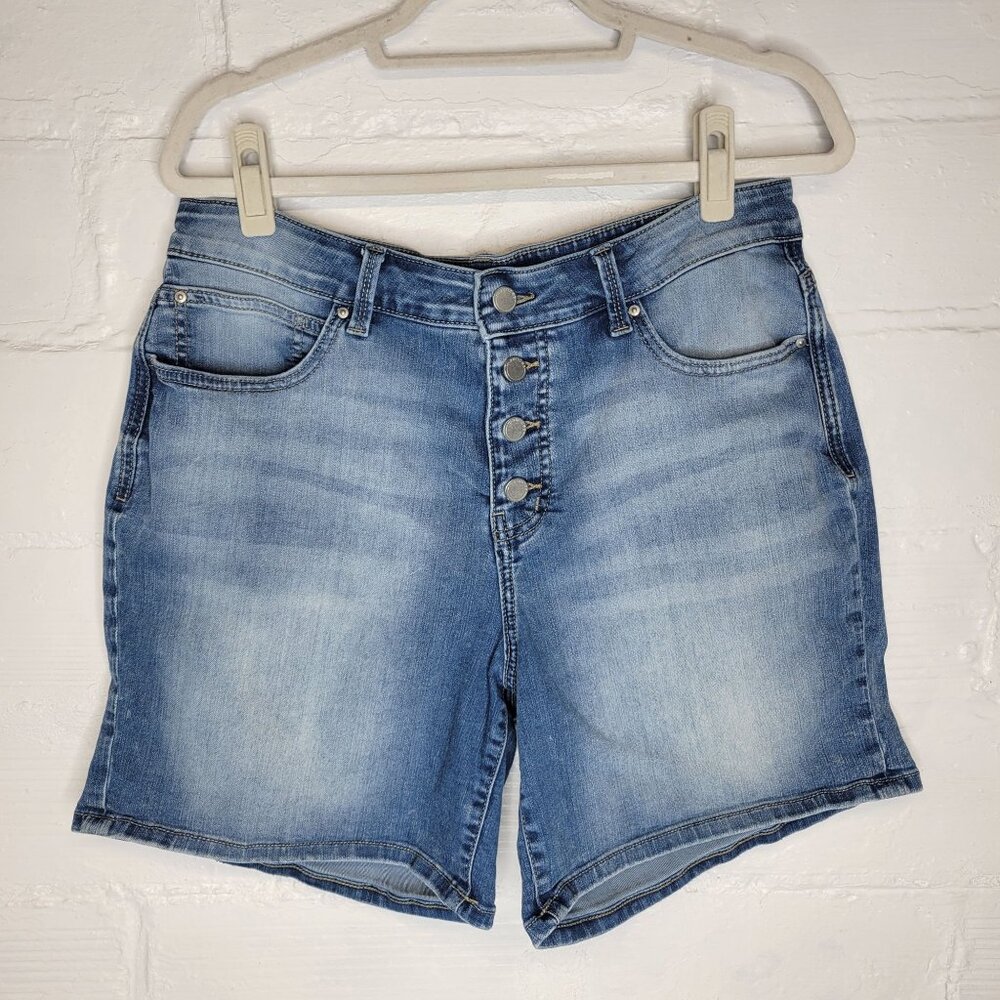 Maurices Everflex Women's Size 14 Jean Shorts High Rise Button Fly